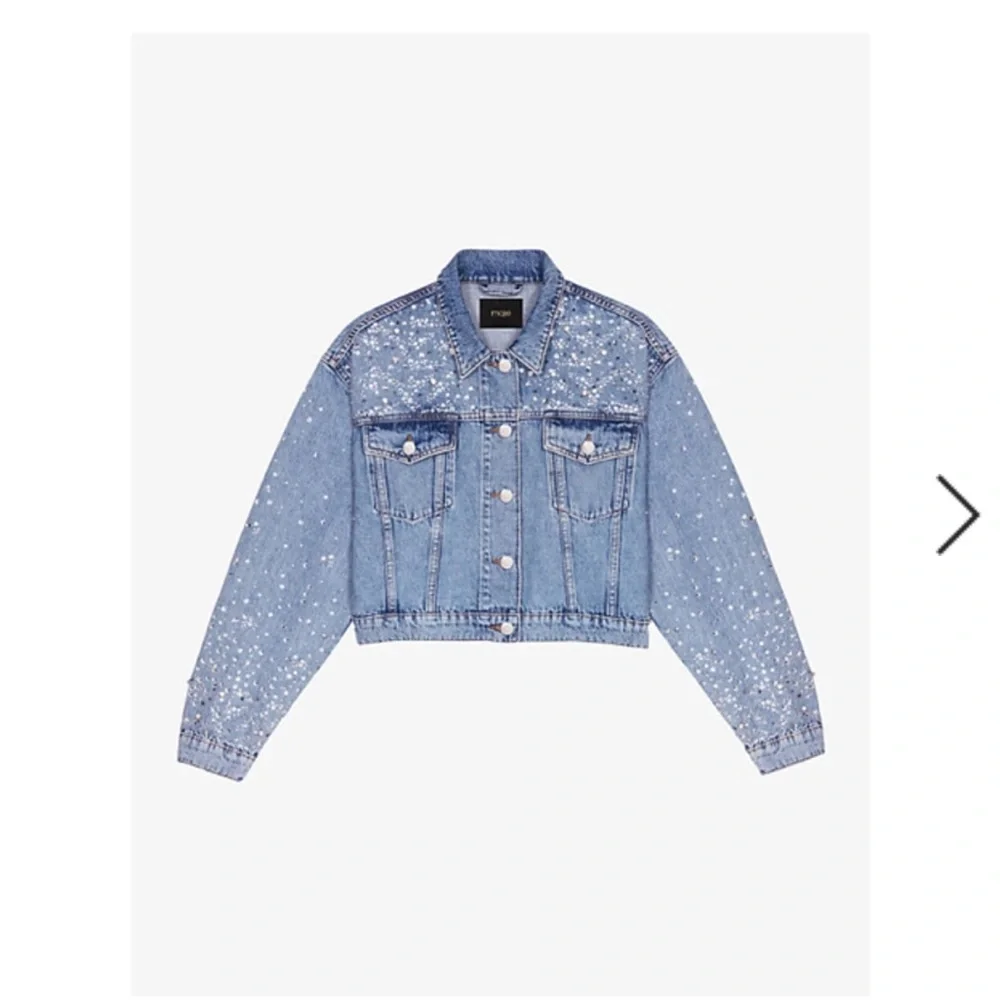Maje Betoile Rhinetone denim jacket